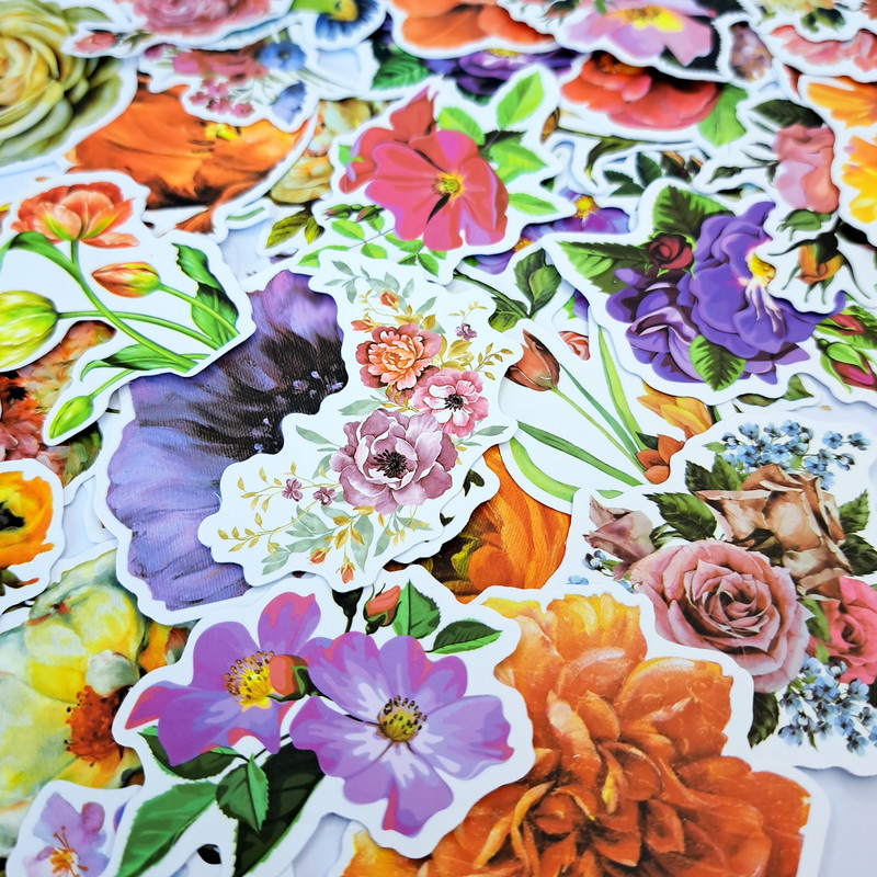 VintageBeautifulFlowerStickerPackFloralGardenStickersNaturecolorfulStickersFloristDecor