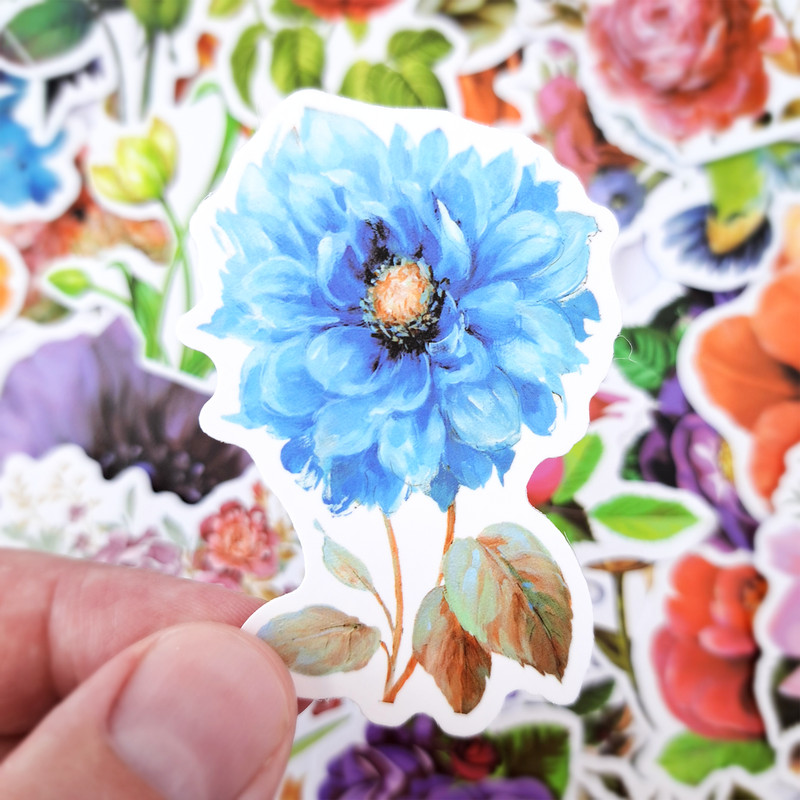 VintageBeautifulFlowerStickerPackFloralGardenStickersNaturecolorfulStickersFloristDecor