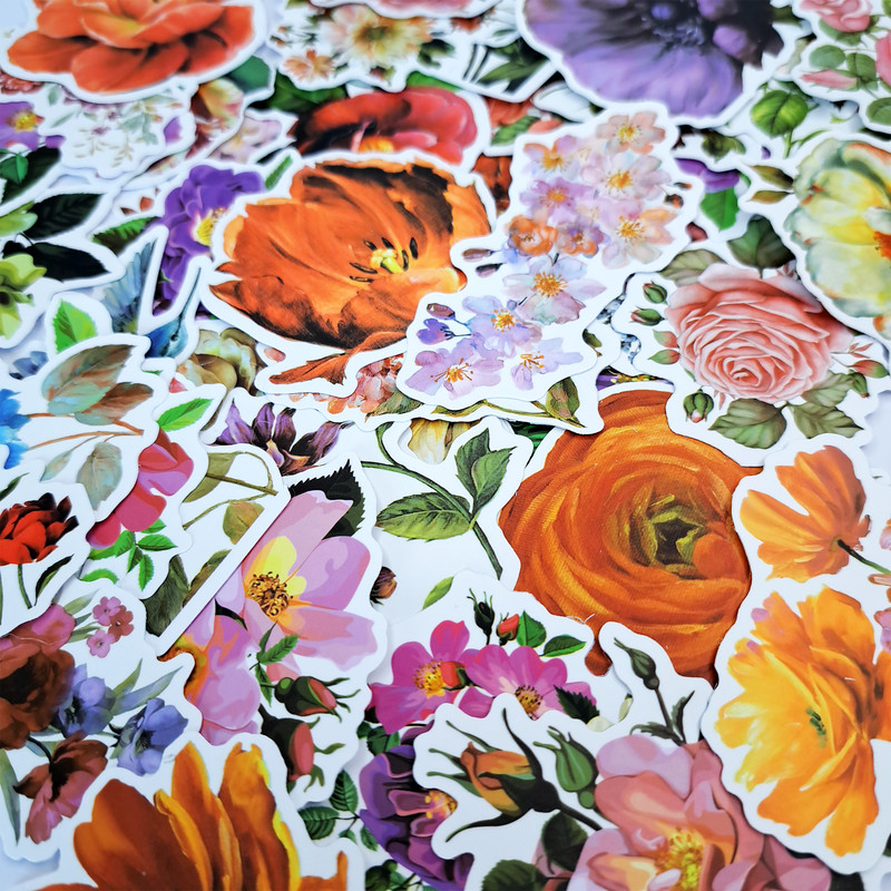 VintageBeautifulFlowerStickerPackFloralGardenStickersNaturecolorfulStickersFloristDecor