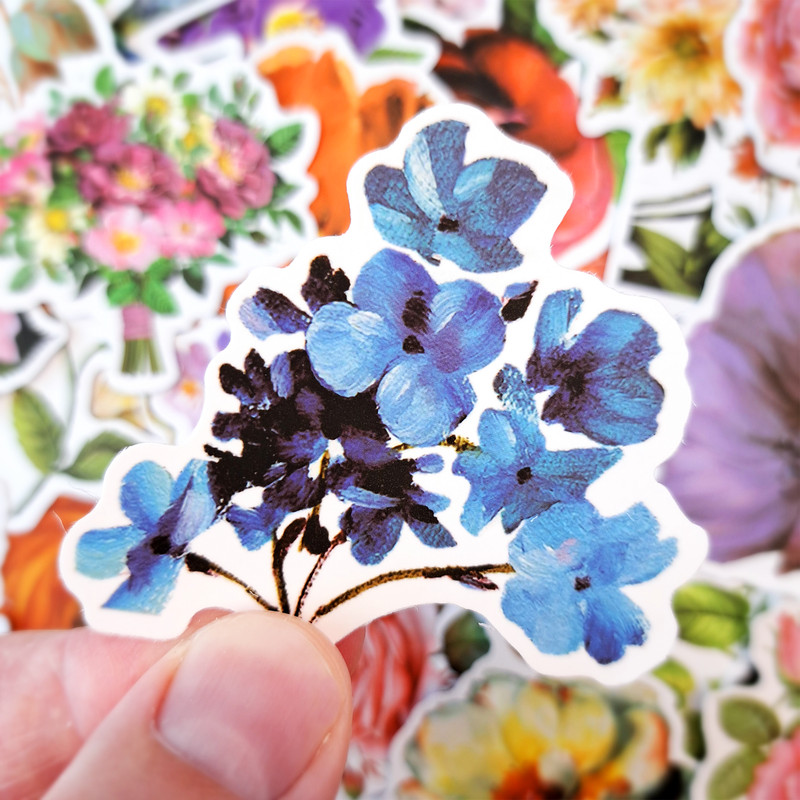 VintageBeautifulFlowerStickerPackFloralGardenStickersNaturecolorfulStickersFloristDecor