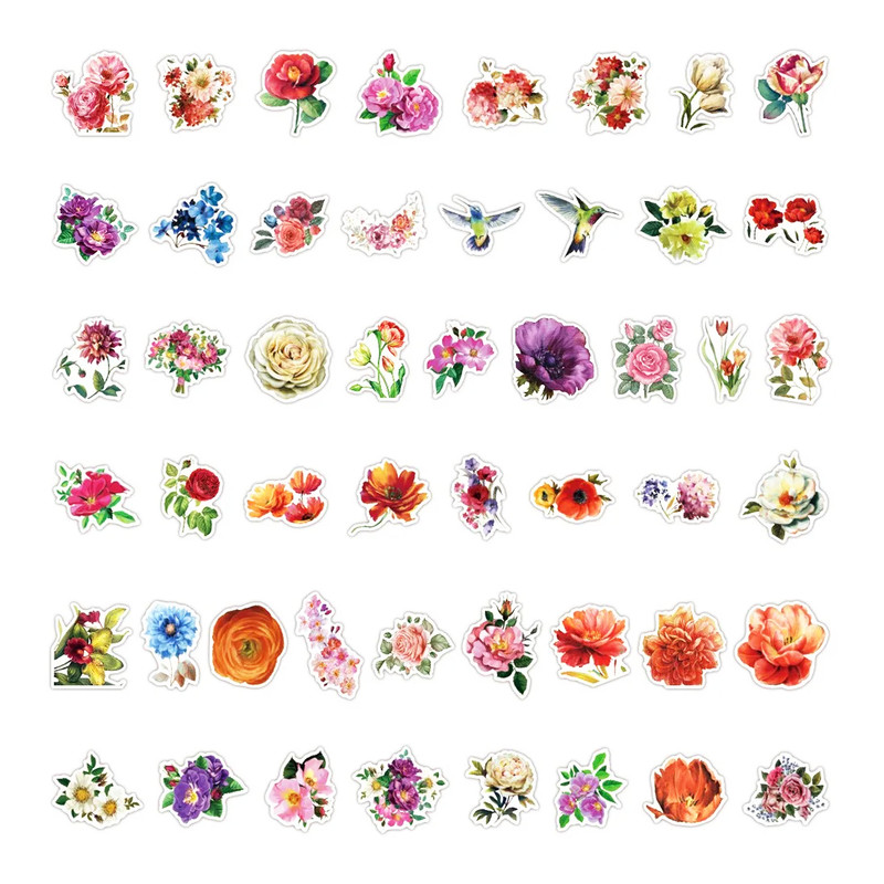 VintageBeautifulFlowerStickerPackFloralGardenStickersNaturecolorfulStickersFloristDecor