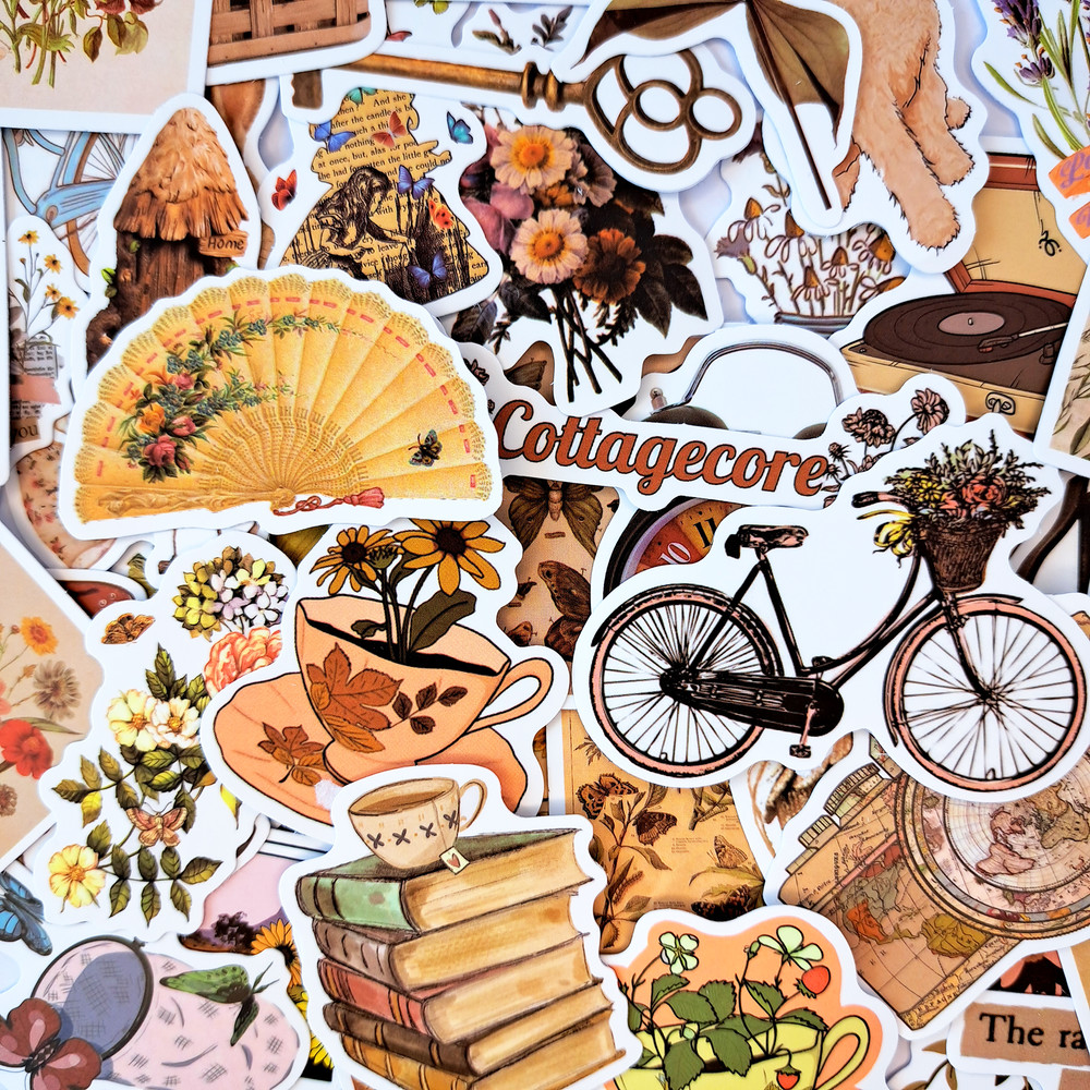 VintageScrapbookingStickerPackRetroStyleStickersDecorativeStickerCottagecoreStickersLugga