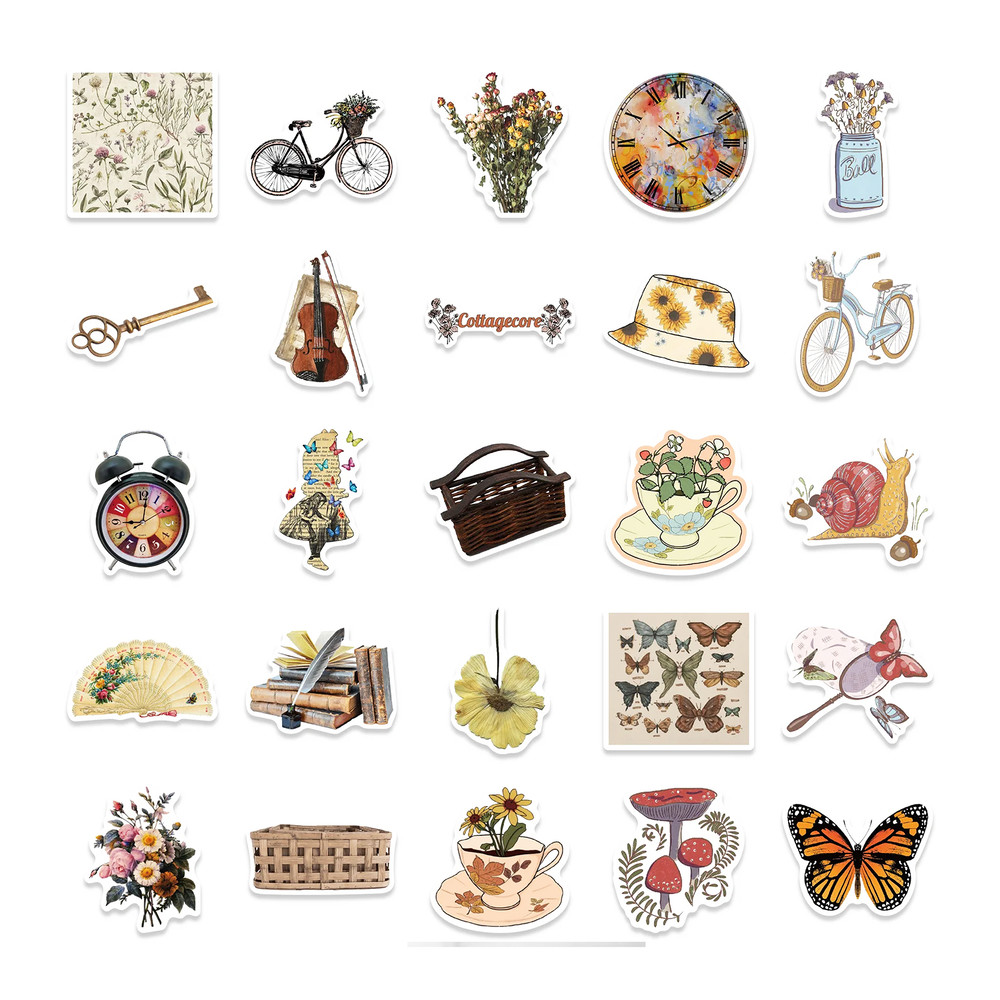 VintageScrapbookingStickerPackRetroStyleStickersDecorativeStickerCottagecoreStickersLugga