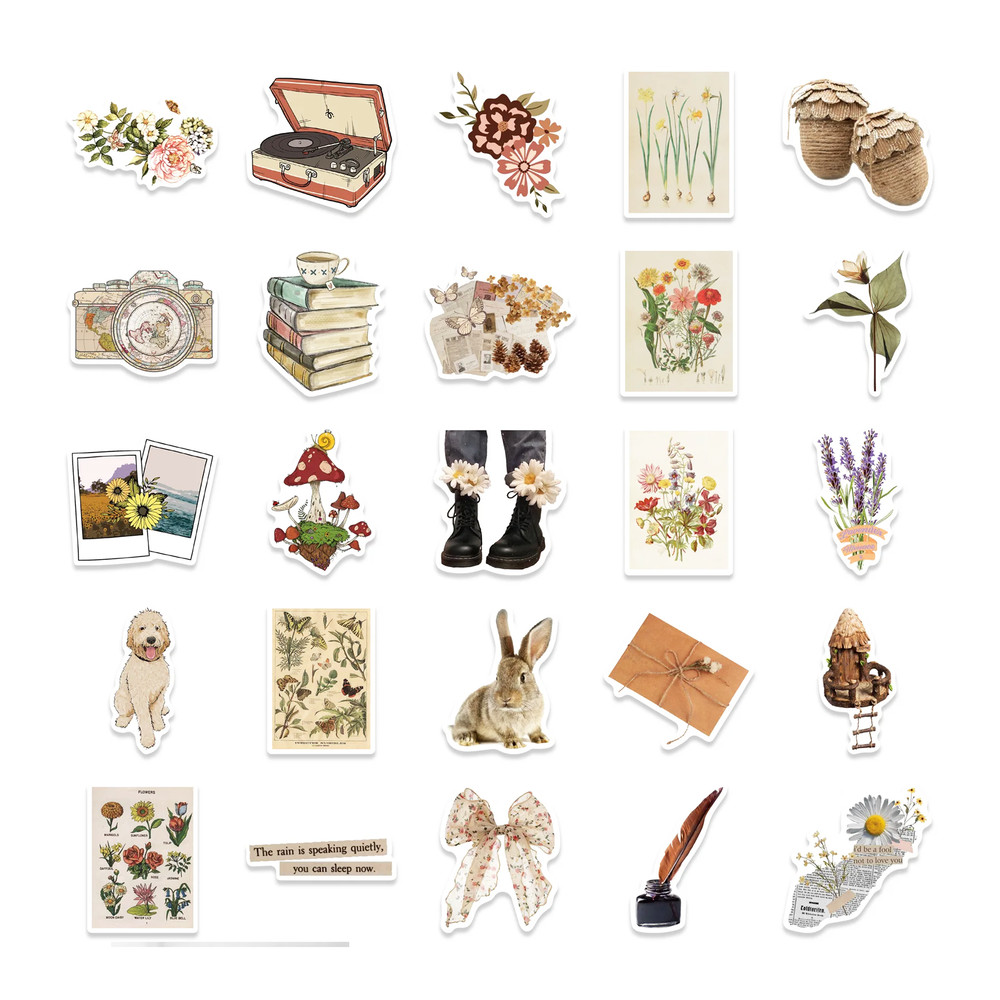 VintageScrapbookingStickerPackRetroStyleStickersDecorativeStickerCottagecoreStickersLugga