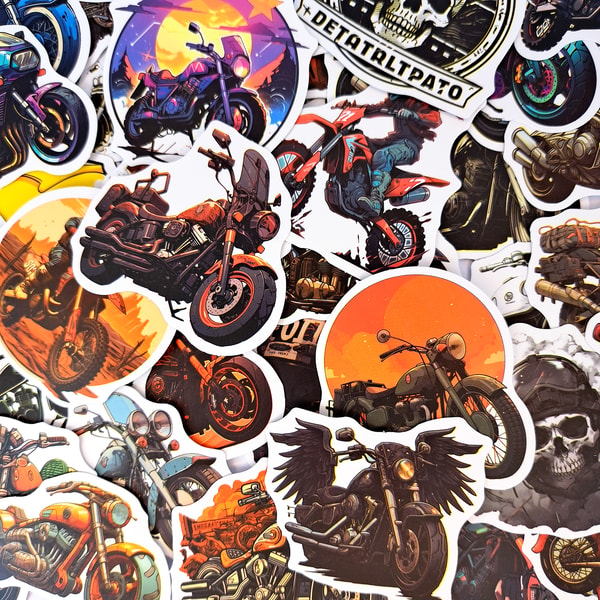 Motorcycle As Sticker 50 PCS Trendy Motorcycle Sticker Pack, Motorcycle Helmet | Inspire Uplift