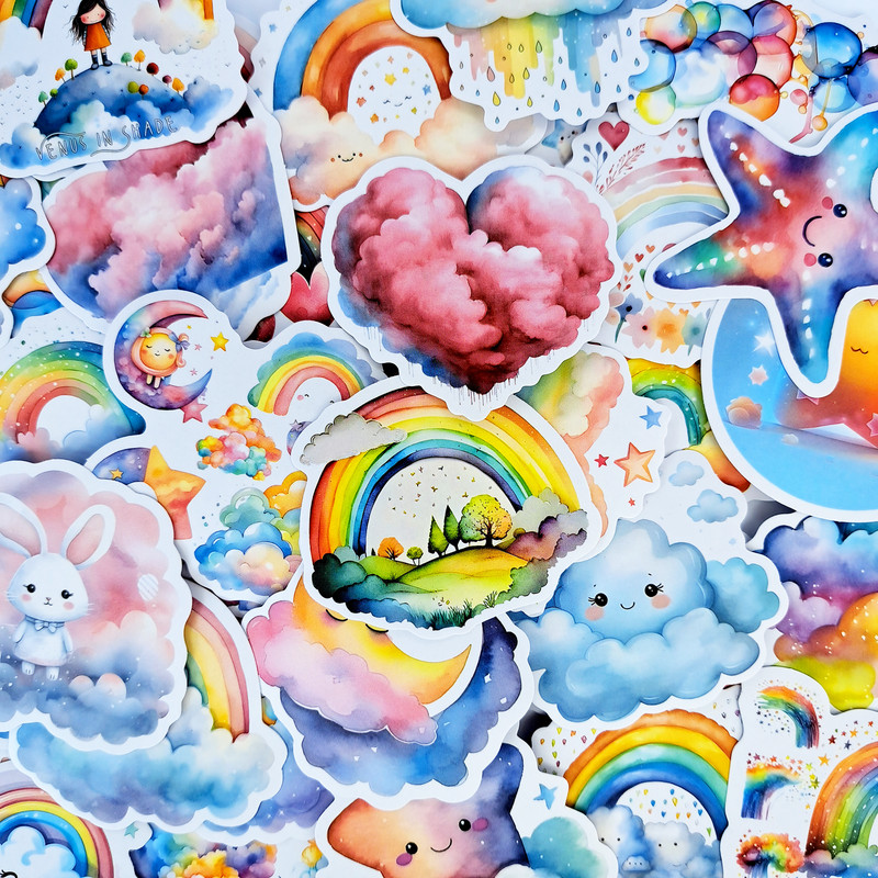 BabyRainbowStickerPackFairytaleStickersCartoonRabbitStickersFluffycloudsStickersGoodNig