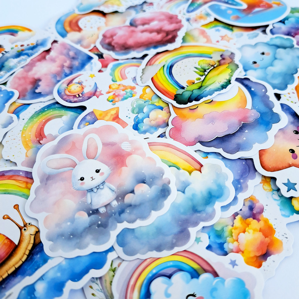 BabyRainbowStickerPackFairytaleStickersCartoonRabbitStickersFluffycloudsStickersGoodNig