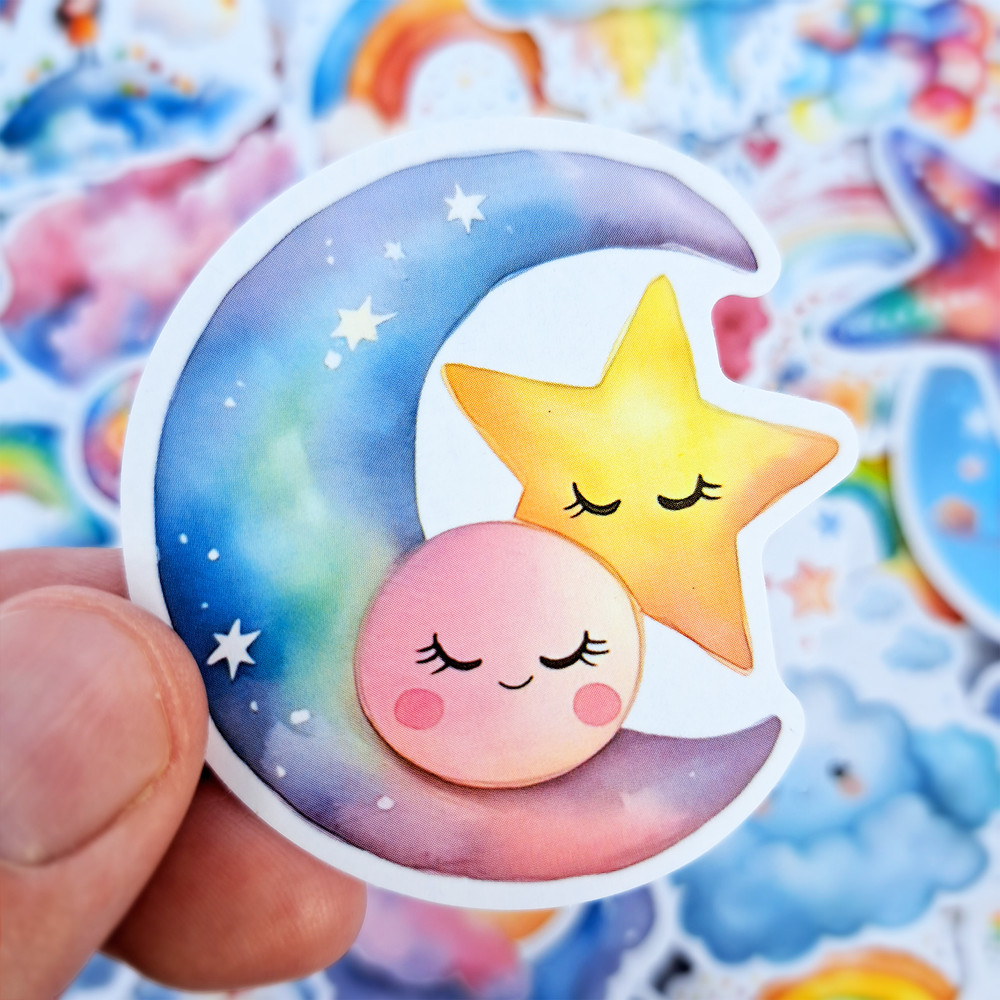 BabyRainbowStickerPackFairytaleStickersCartoonRabbitStickersFluffycloudsStickersGoodNig