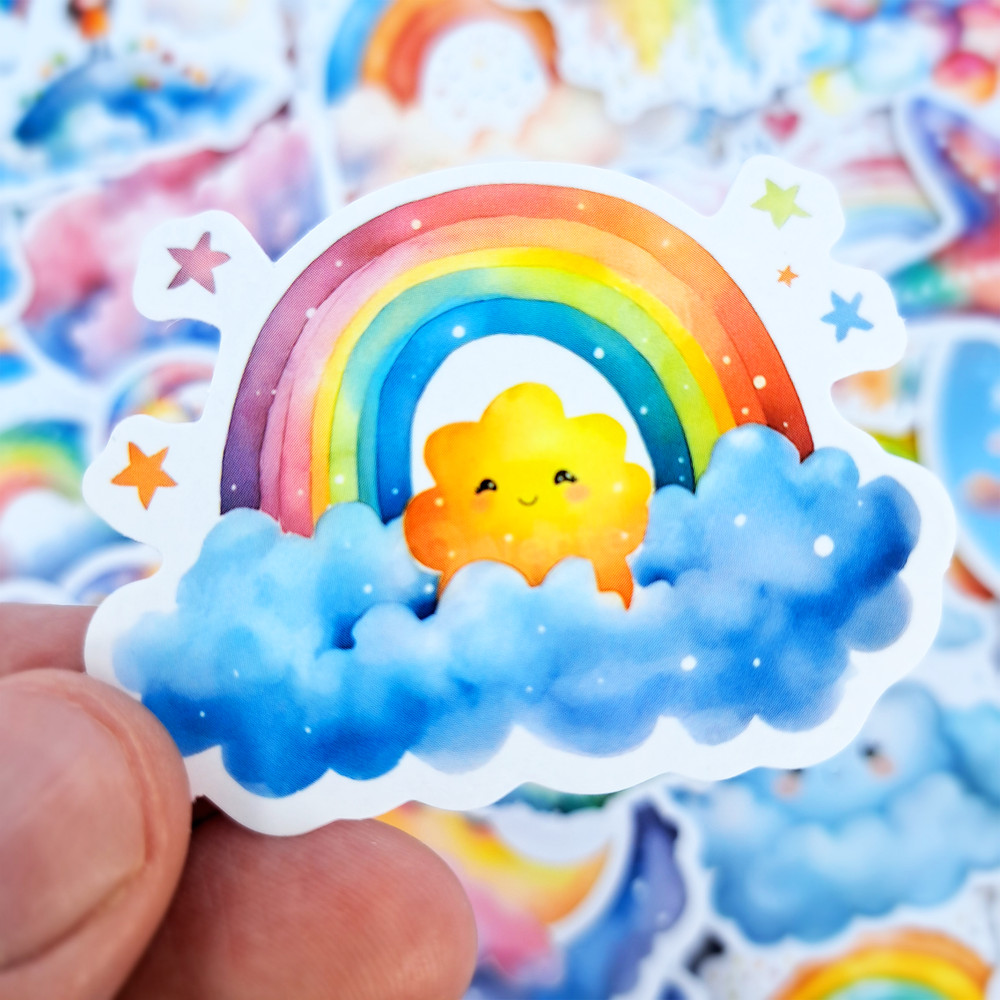 BabyRainbowStickerPackFairytaleStickersCartoonRabbitStickersFluffycloudsStickersGoodNig