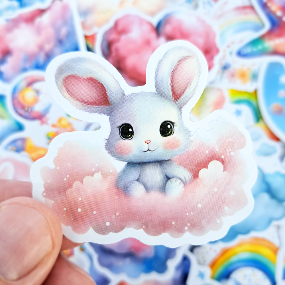 BabyRainbowStickerPackFairytaleStickersCartoonRabbitStickersFluffycloudsStickersGoodNig