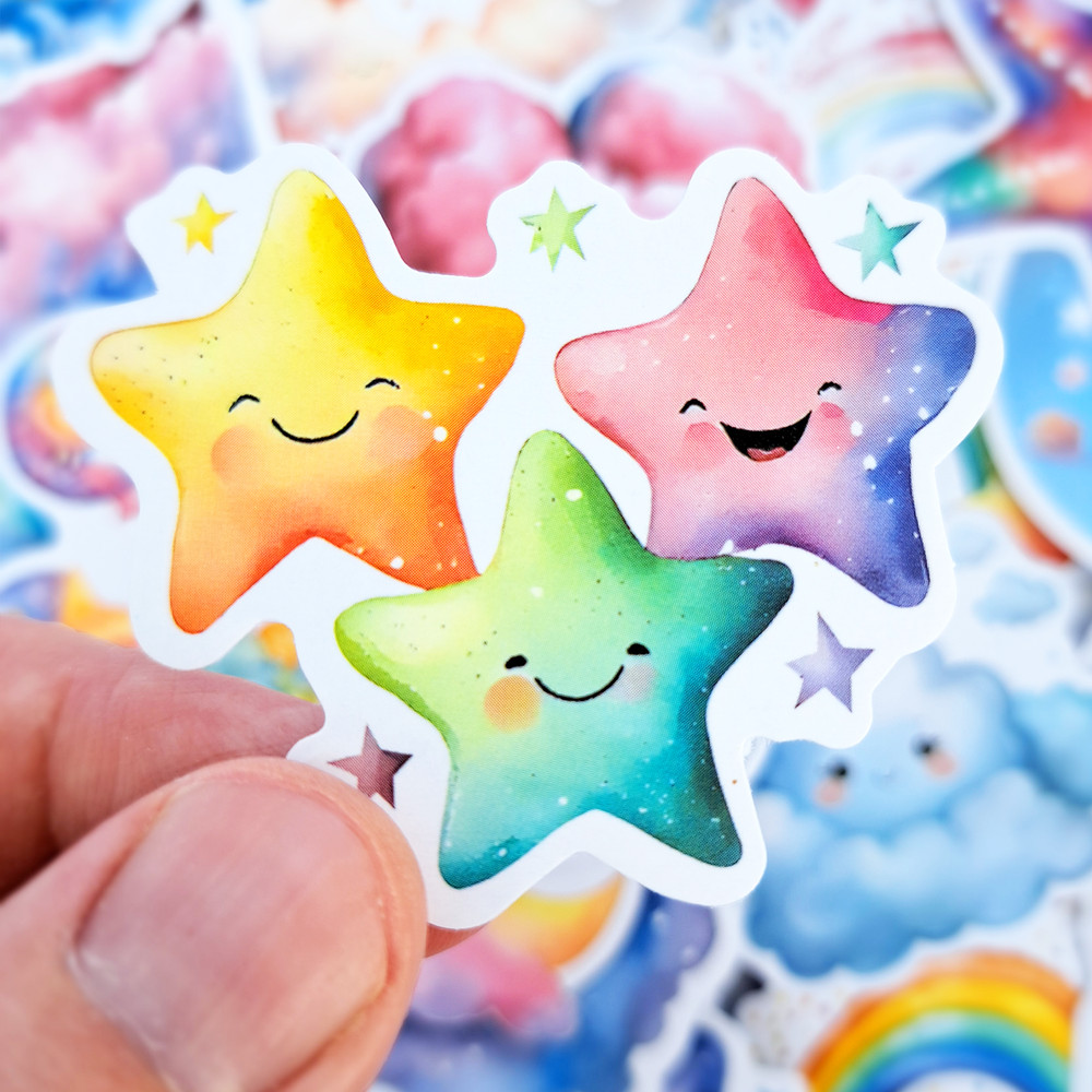 BabyRainbowStickerPackFairytaleStickersCartoonRabbitStickersFluffycloudsStickersGoodNig