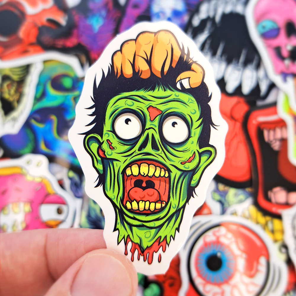 50 PCS Halloween Zombie Sticker Pack Horror Skull Stickers Scary Halloween Stickers Halloween Horror
