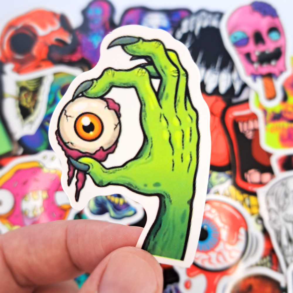 50 PCS Halloween Zombie Sticker Pack Horror Skull Stickers Scary Halloween Stickers Halloween Horror