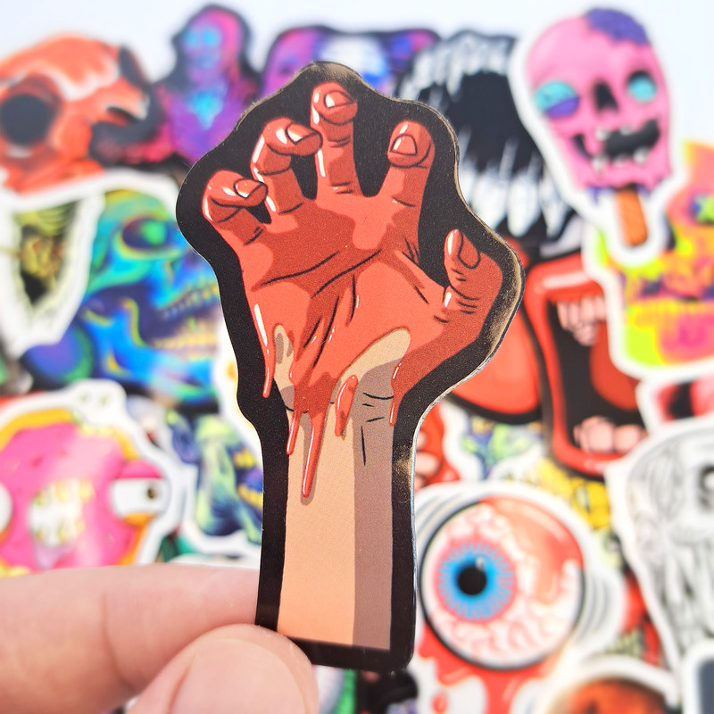 50 PCS Halloween Zombie Sticker Pack Horror Skull Stickers Scary Halloween Stickers Halloween Horror