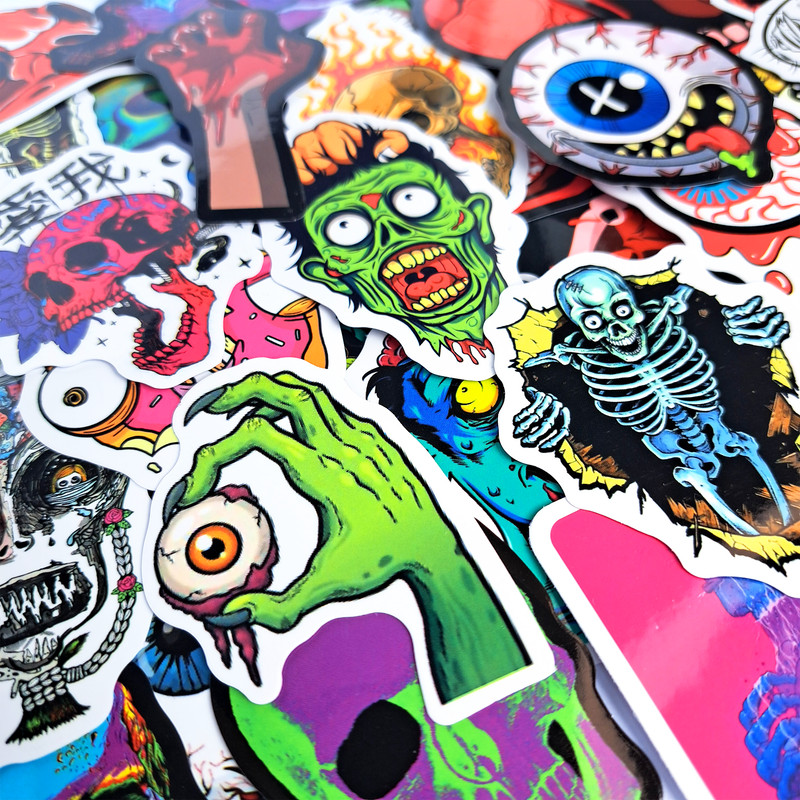 50 PCS Halloween Zombie Sticker Pack Horror Skull Stickers Scary Halloween Stickers Halloween Horror
