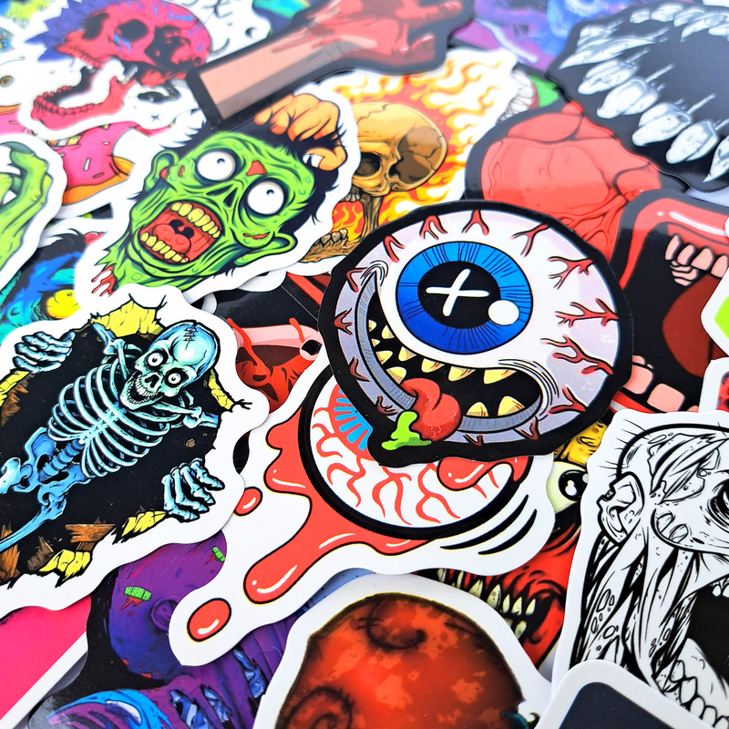50 PCS Halloween Zombie Sticker Pack Horror Skull Stickers Scary Halloween Stickers Halloween Horror