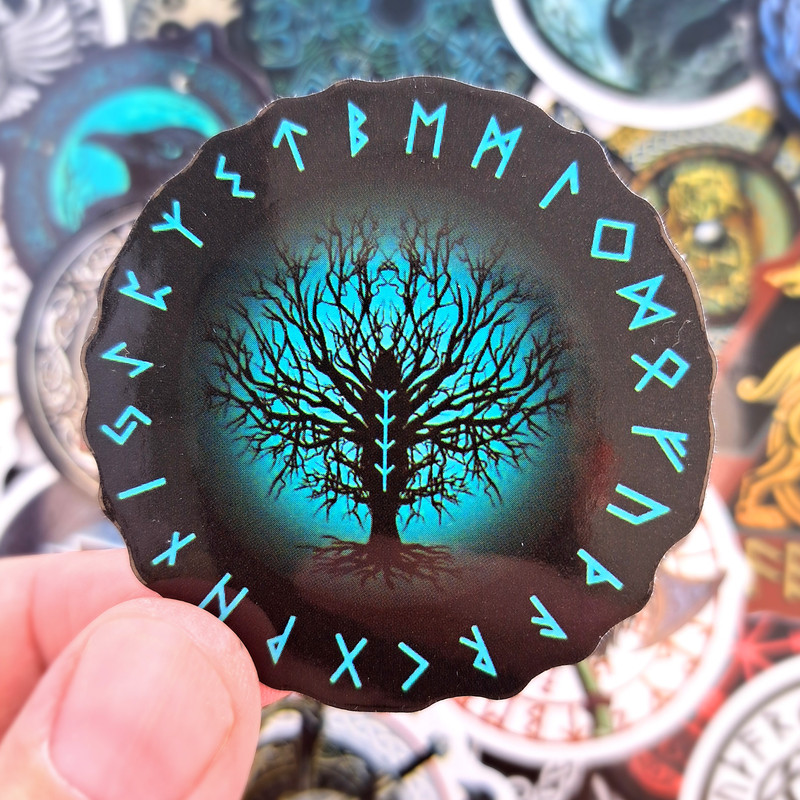 50 PCS Norse Viking Sticker Pack Viking Runes Stickers Viking Helmet Stickers Norse Compass Stickers