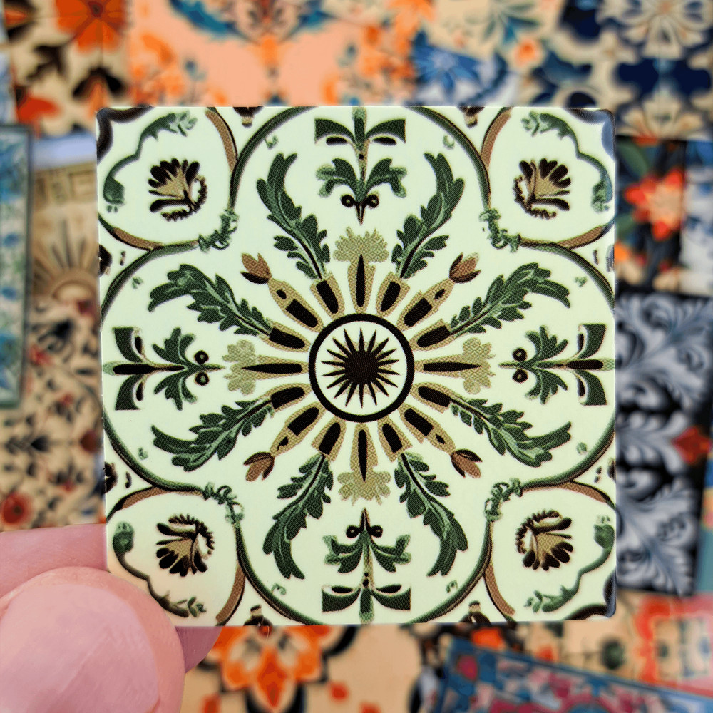 50 PCS Mosaic Tiles Sticker Pack Mexican Tile Stickers Talavera Tile Backsplash Stickers Flowers Ti