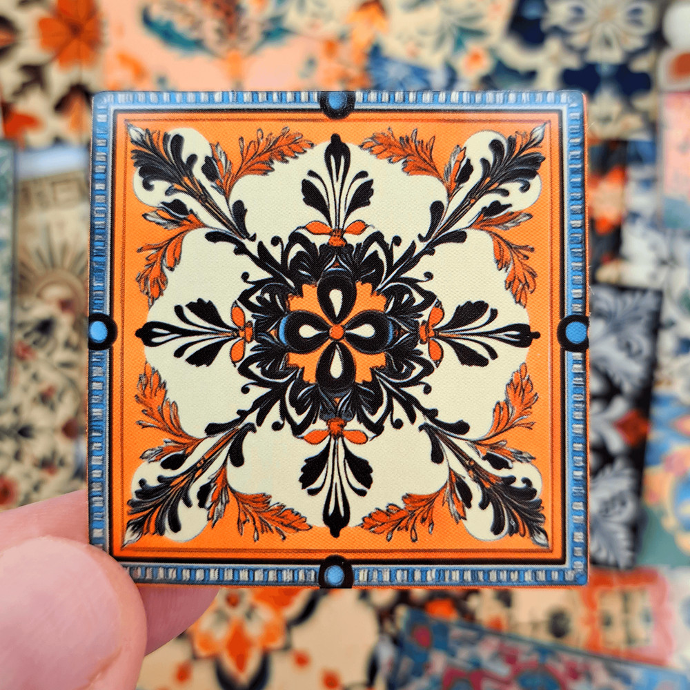 50 PCS Mosaic Tiles Sticker Pack Mexican Tile Stickers Talavera Tile Backsplash Stickers Flowers Ti