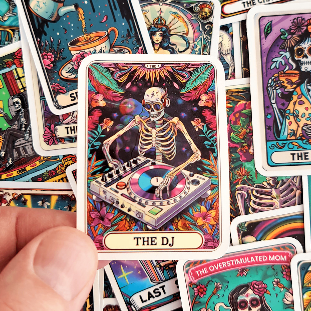 50 PCS Skeleton Tarot Cards Sticker Pack Funny Tarot Cards Stickers Sarcastic Skeleton Stickers Wom