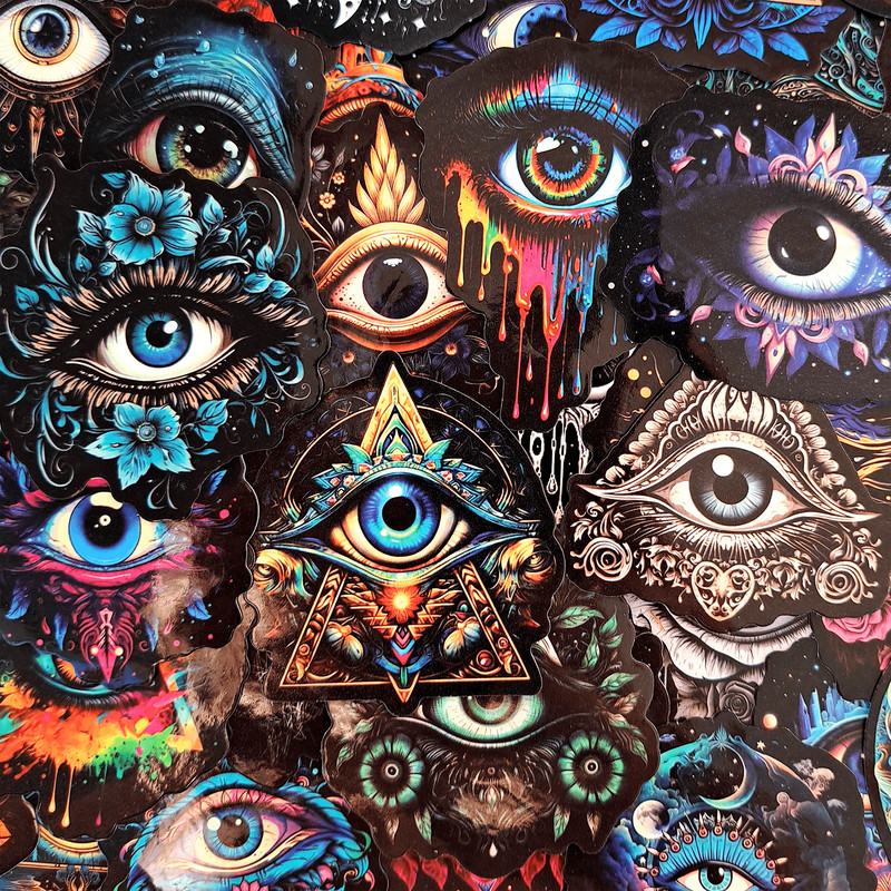 50 PCS Third Eye Sticker Pack Evil Eye Stickers Occult Eye Stickers Mystical Eye Stickers Masonic P