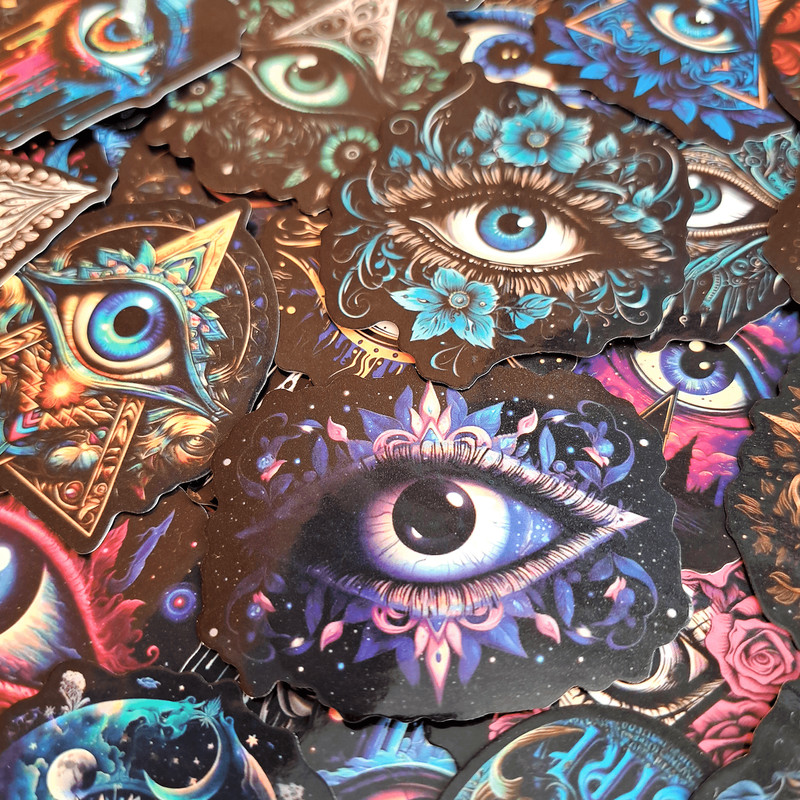 50 PCS Third Eye Sticker Pack Evil Eye Stickers Occult Eye Stickers Mystical Eye Stickers Masonic P
