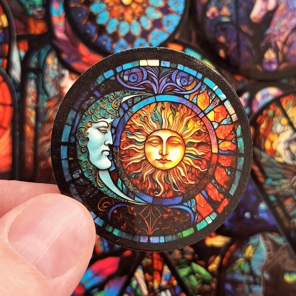 50 PCS Stained Glass Sticker Pack Gothic Glass Mosaic Stickers Kaleidoscope Stickers Colored Staine