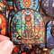 50 PCS Stained Glass Sticker Pack Gothic Glass Mosaic Stickers Kaleidoscope Stickers Colored Staine