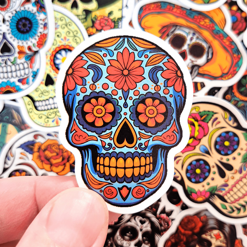 50 PCS Mexican Skeleton Sticker Pack Mexican Skull Stickers Calavera Stickers Catrina Stickers Mexi