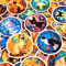 50 PCS Vibrant Cats Stained Glass Sticker Pack Kaleidoscope Stickers Colorful Prism Cat Cartoon Gra