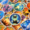 50 PCS Vibrant Cats Stained Glass Sticker Pack Kaleidoscope Stickers Colorful Prism Cat Cartoon Gra