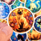 50 PCS Vibrant Cats Stained Glass Sticker Pack Kaleidoscope Stickers Colorful Prism Cat Cartoon Gra