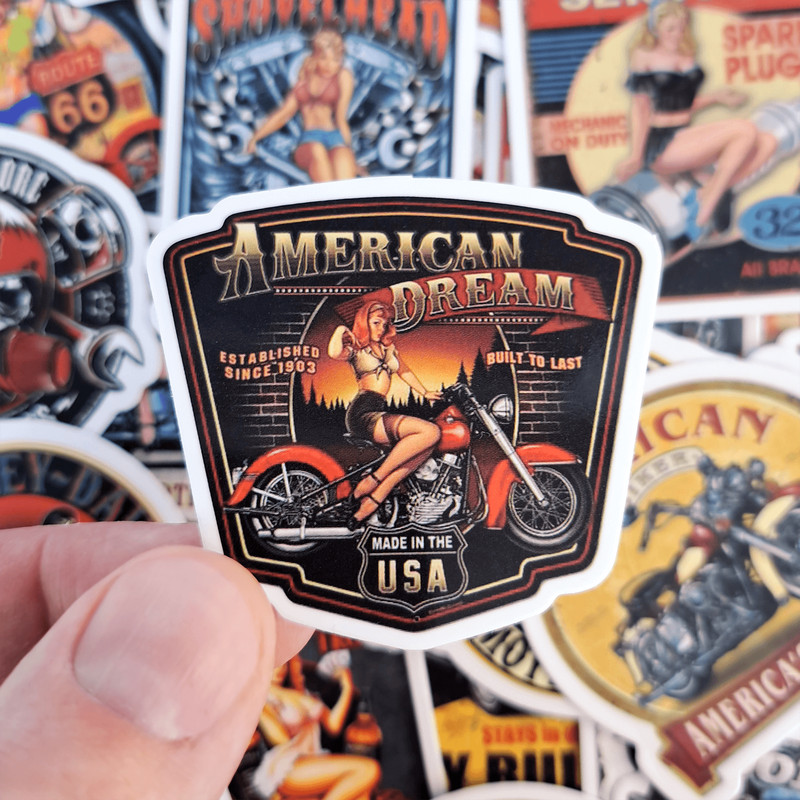 50 PCS Retro Motorcycle Sticker Pack Motorcycle Helmet Stickers Biker Stickers Retro Style Cars Cho