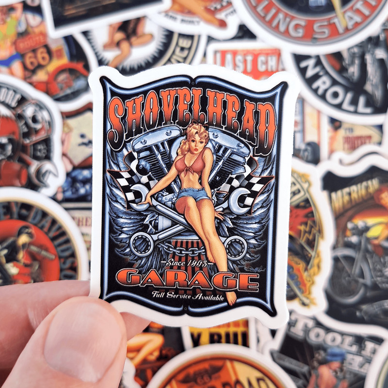 50 PCS Retro Motorcycle Sticker Pack Motorcycle Helmet Stickers Biker Stickers Retro Style Cars Cho