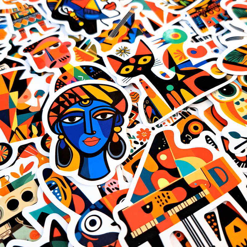 50 PCS Picasso Style Sticker Pack Cubism Art Stickers Abstract Style Stickers Colorful Art Paint St