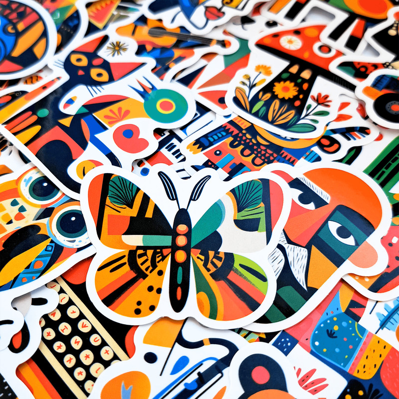 50 PCS Picasso Style Sticker Pack Cubism Art Stickers Abstract Style Stickers Colorful Art Paint St