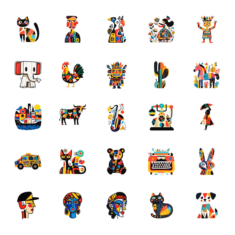 50 PCS Picasso Style Sticker Pack Cubism Art Stickers Abstract Style Stickers Colorful Art Paint St