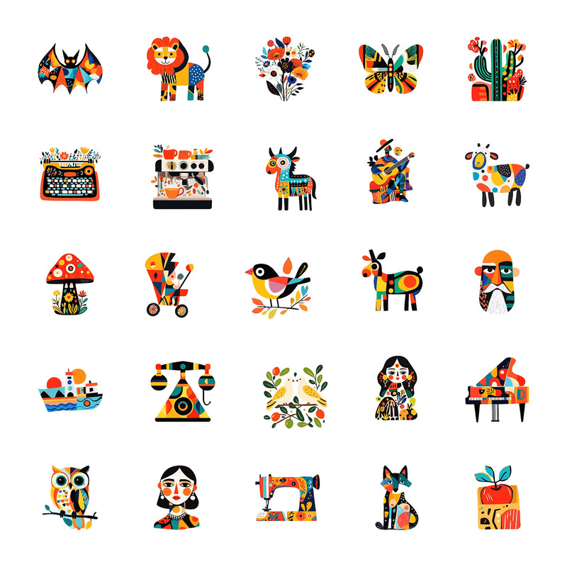 50 PCS Picasso Style Sticker Pack Cubism Art Stickers Abstract Style Stickers Colorful Art Paint St