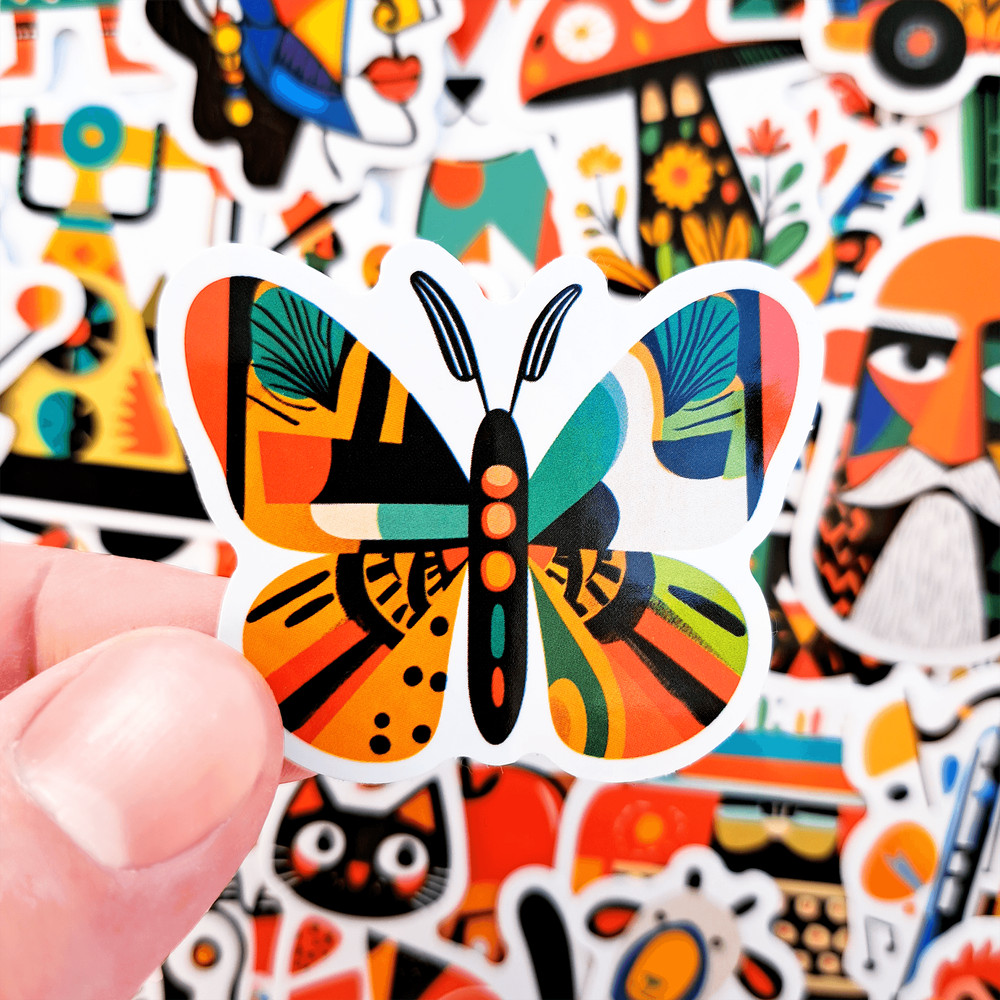 50 PCS Picasso Style Sticker Pack Cubism Art Stickers Abstract Style Stickers Colorful Art Paint St