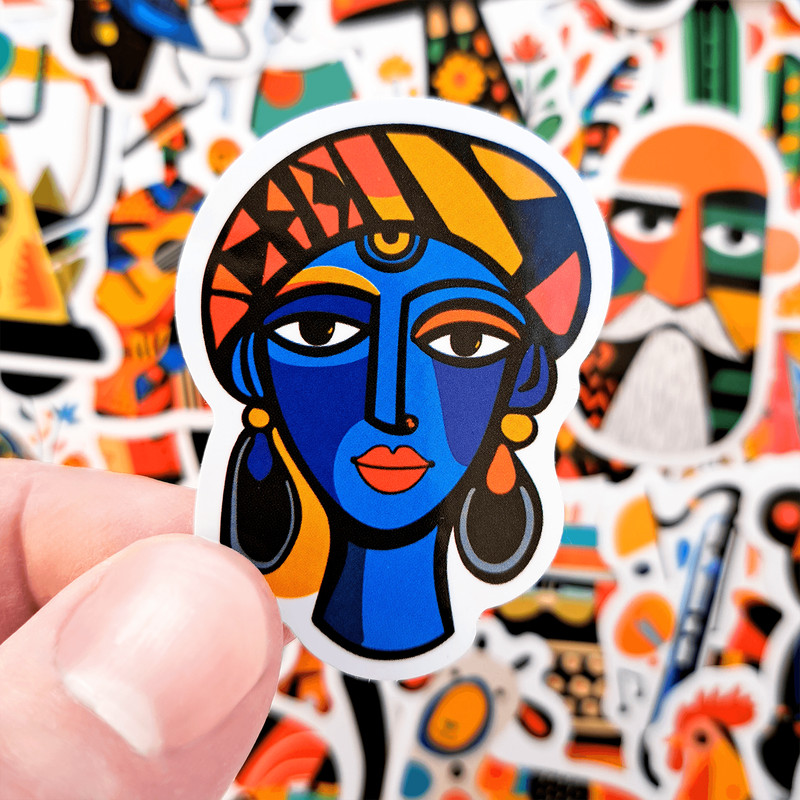50 PCS Picasso Style Sticker Pack Cubism Art Stickers Abstract Style Stickers Colorful Art Paint St