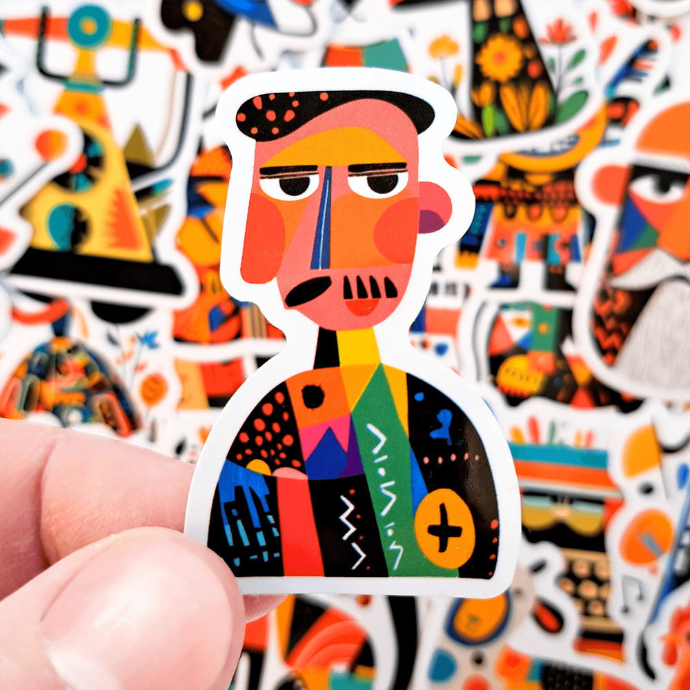 50 PCS Picasso Style Sticker Pack Cubism Art Stickers Abstract Style Stickers Colorful Art Paint St