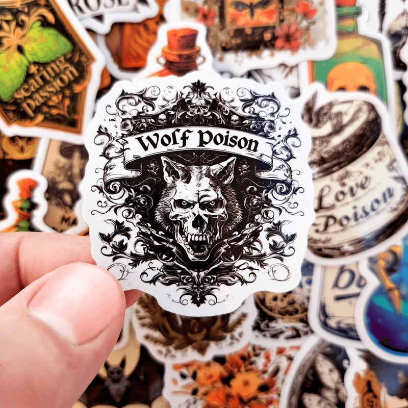50 PCS Potion Sticker Pack Beetle Juice Stickers Spooky Potion Stickers Halloween Poison Stickers G
