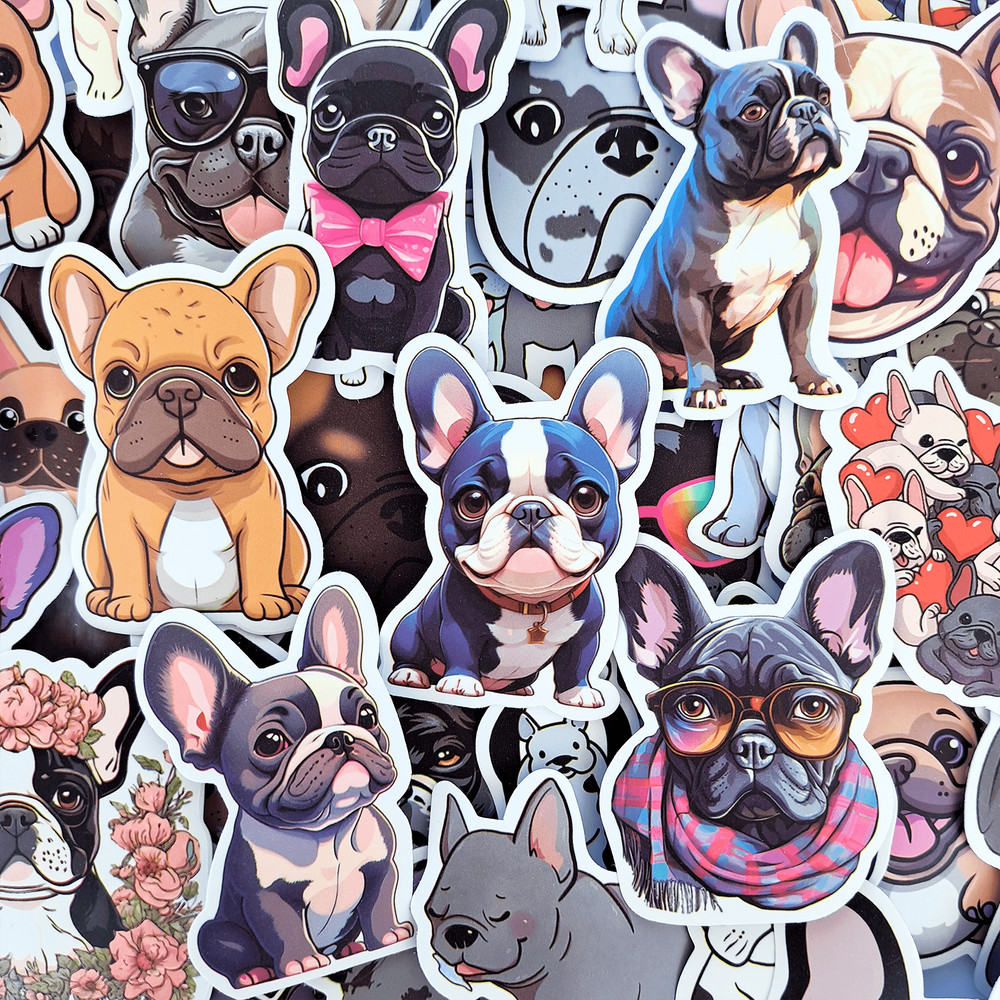 50 PCS French Bulldog Sticker Pack Frenchie Dog Stickers Puppy Stickers Frenchie Mom Stickers Lapto 0