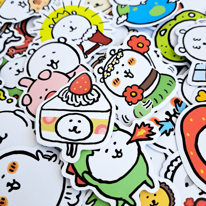 60 PCS Nagano Bear Sticker Pack Japanese Bear Stickers Kawaii Bear Stickers Cute Cartoon White Bear 1