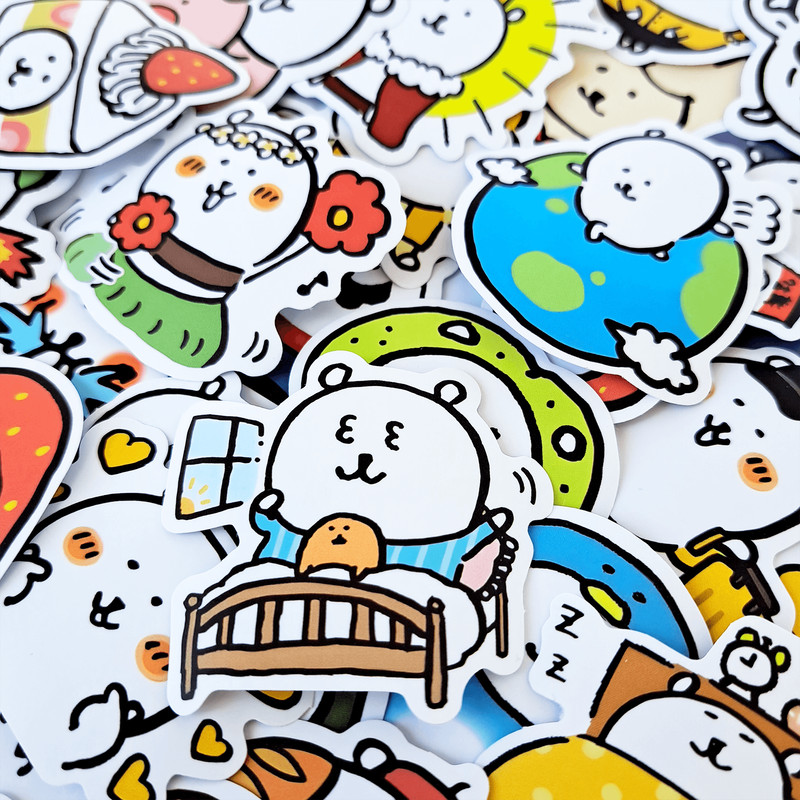 60 PCS Nagano Bear Sticker Pack Japanese Bear Stickers Kawaii Bear Stickers Cute Cartoon White Bear 2