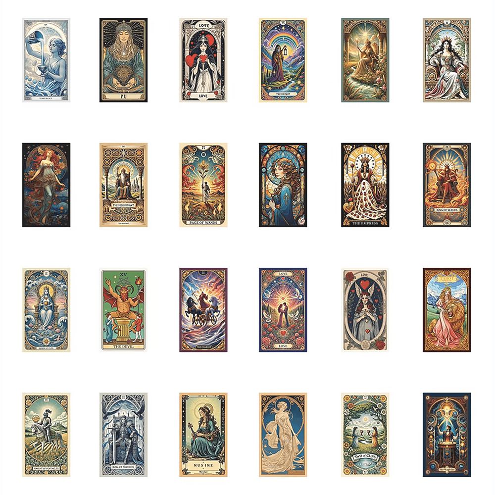 48 PCS Tarot Cards Sticker Pack Rider Tarot Card Deck Stickers Astrology Stickers Tarot Journal Hor 4