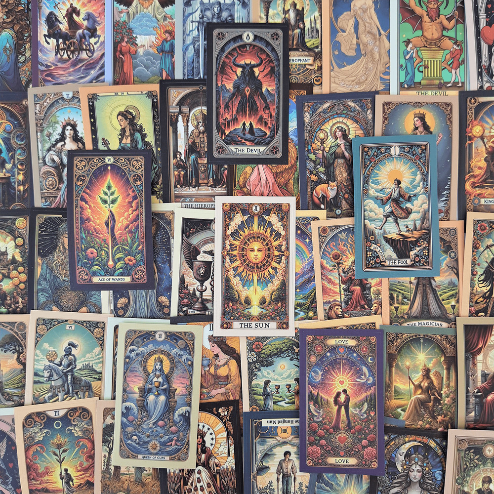 48 PCS Tarot Cards Sticker Pack Rider Tarot Card Deck Stickers Astrology Stickers Tarot Journal Hor 0