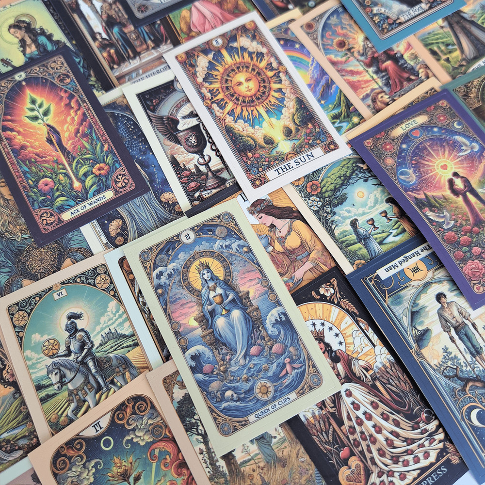 48 PCS Tarot Cards Sticker Pack Rider Tarot Card Deck Stickers Astrology Stickers Tarot Journal Hor 2
