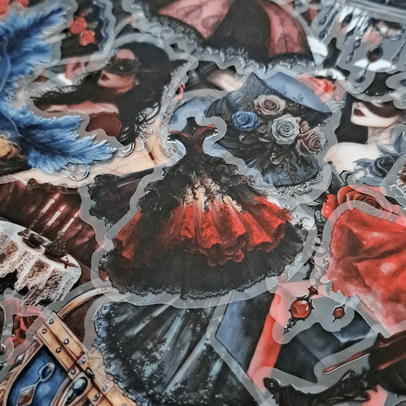 50 PCS Masquerade Costume Sticker Pack Medieval Stickers Masquerade Mask Stickers Gothic Dark Trans 2