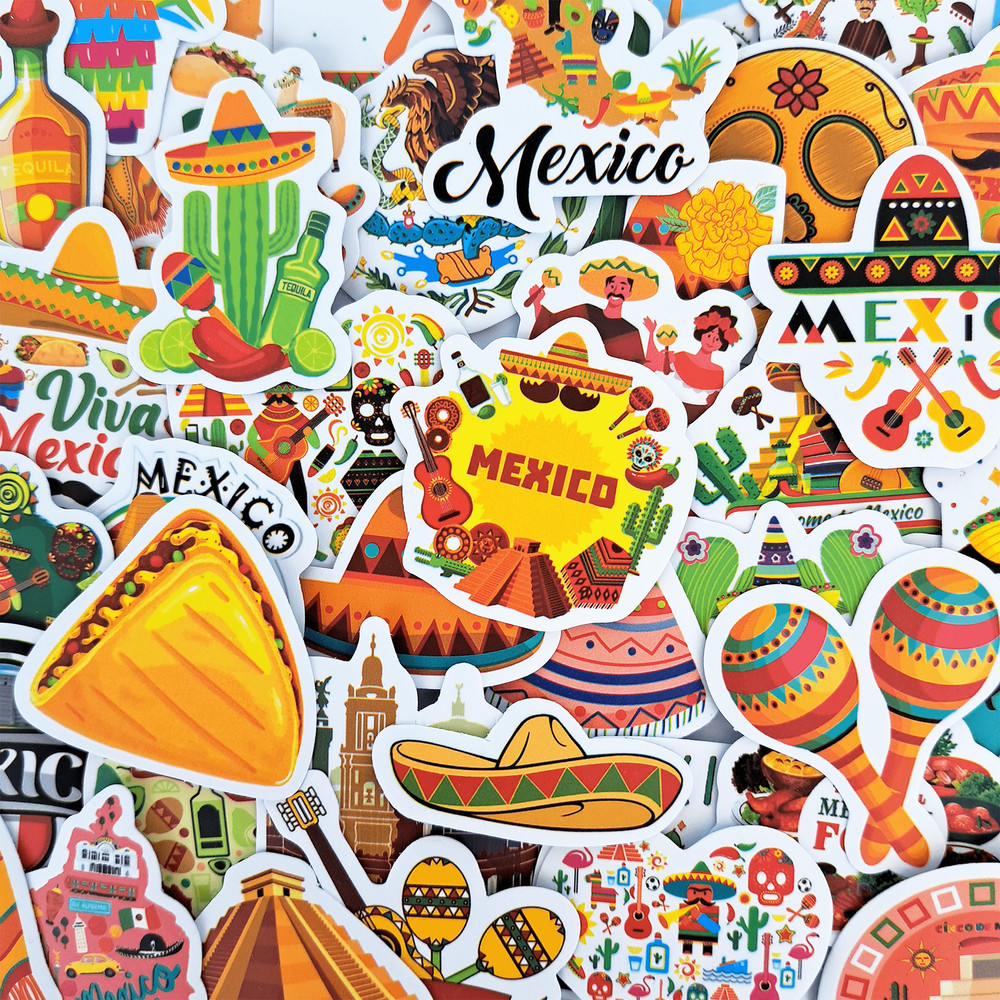 50 PCS Mexican Culture Sticker Pack Mexican Traditional Stickers Mexican Food Mexican Festival Mara 0